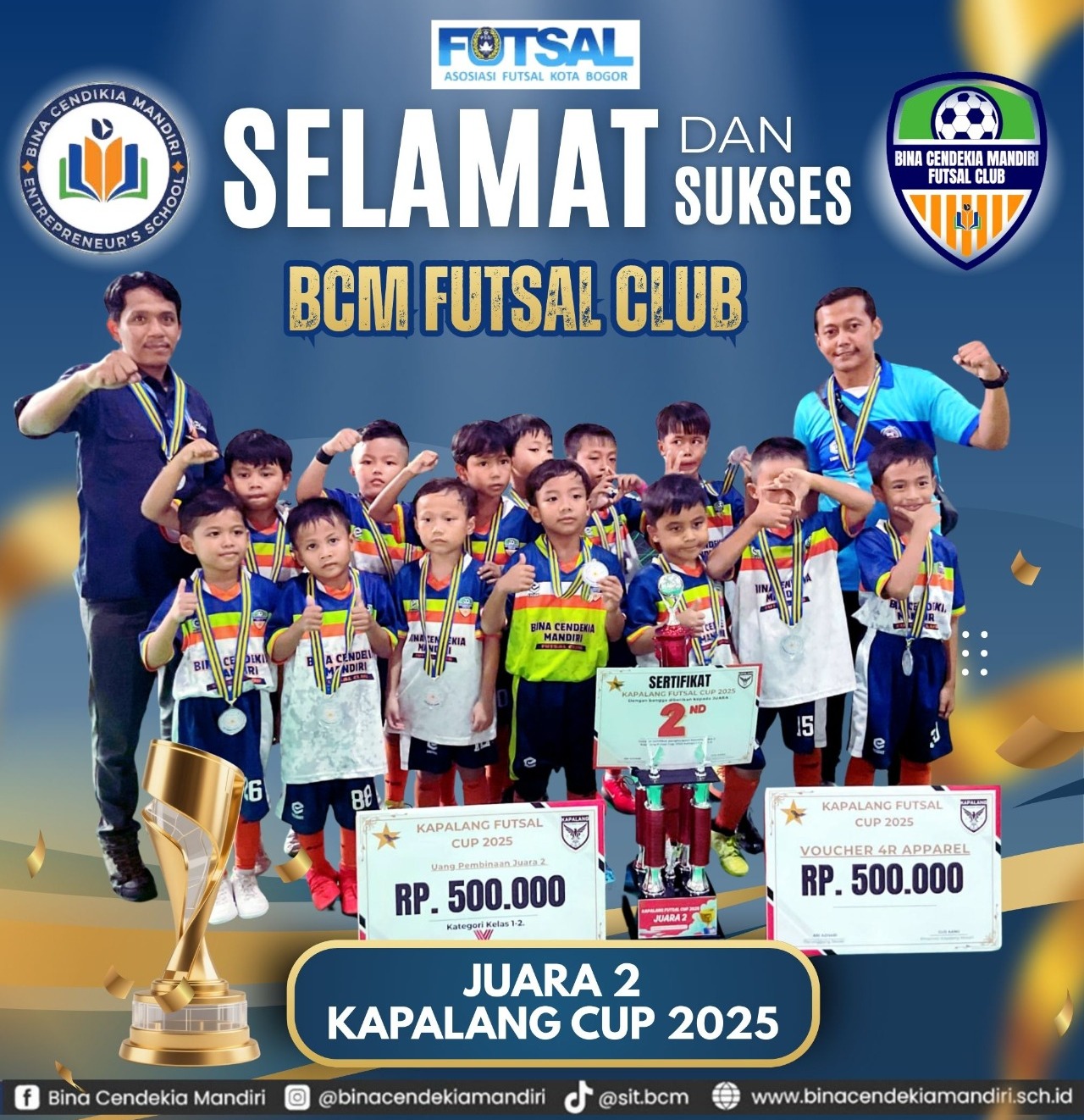 PEMAIN-PEMAIN BAJA DI TENGAH BADAI: BINA CENDIKIA MANDIRI FC REBUT PODIUM JUARA 2 KAPALANG FUTSAL CUP 2025